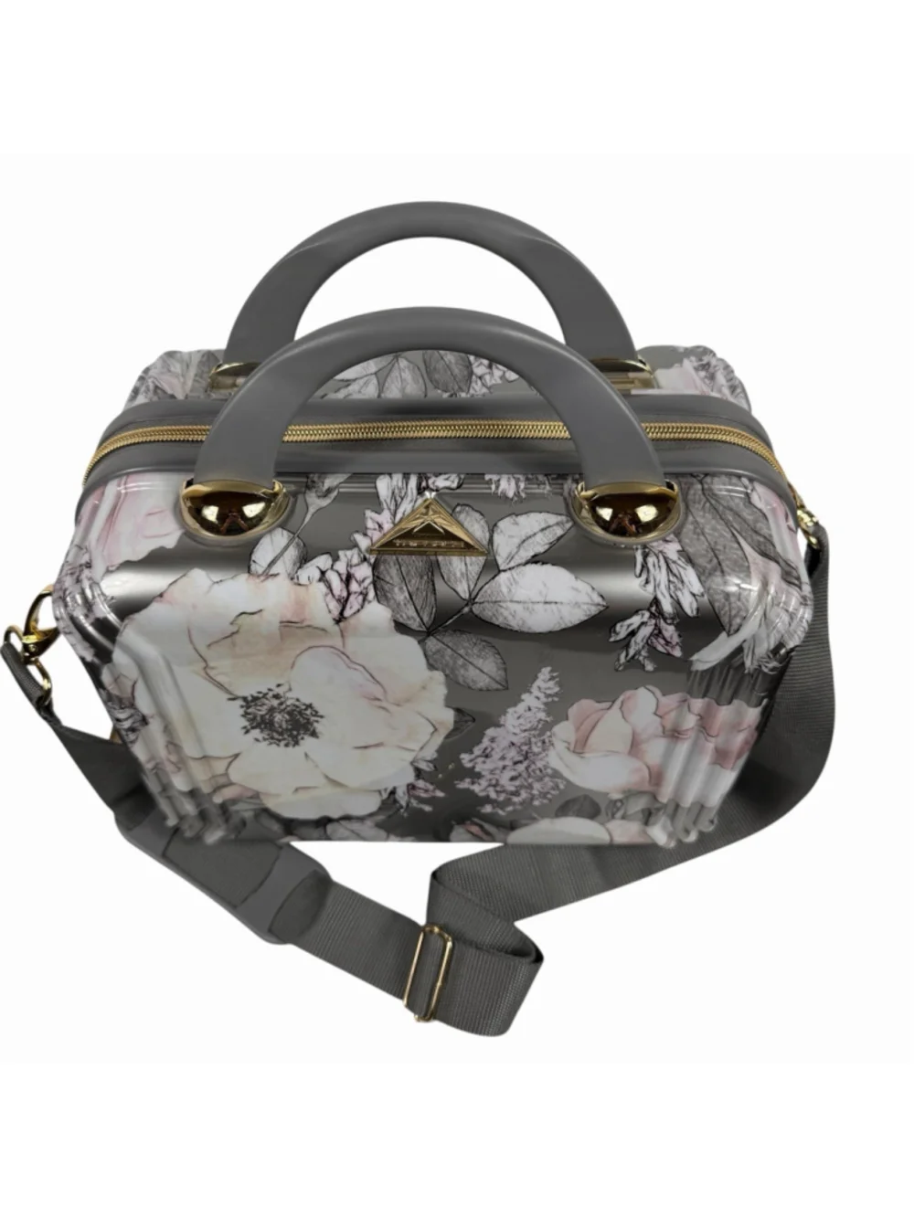 Triforce Elite Performance Avignon Hard Travel Makeup Case Zipper Gray Floral